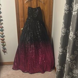 Jovani Sequin Black/Fushcia Ombré Dress